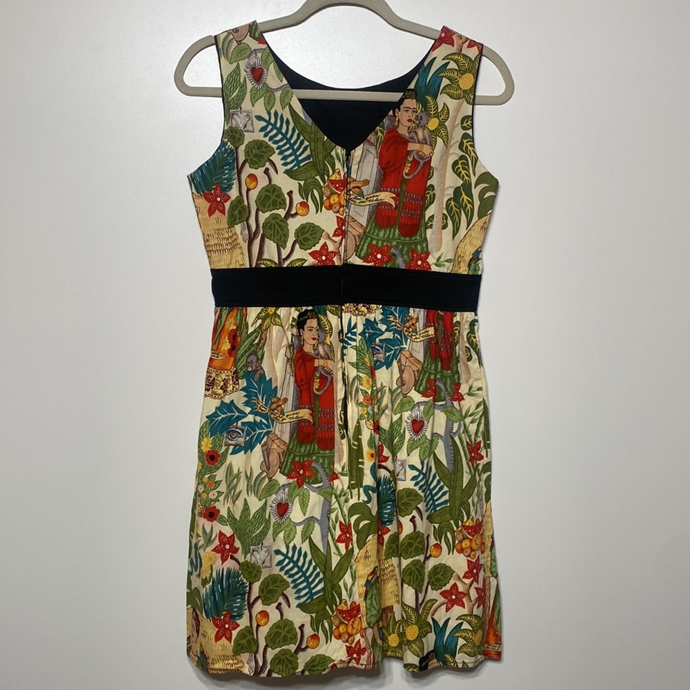 Frida Kahlo “Head Over Wheels” Dress in Beige by Hemet - Picture 3 of 16